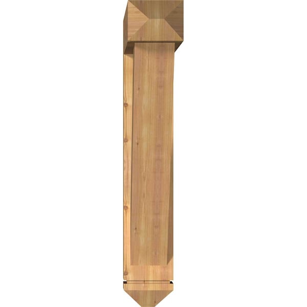 Traditional Arts And Crafts Smooth Bracket W/ Offset Brace, Western Red Cedar, 7 1/2W X 38D X 44H